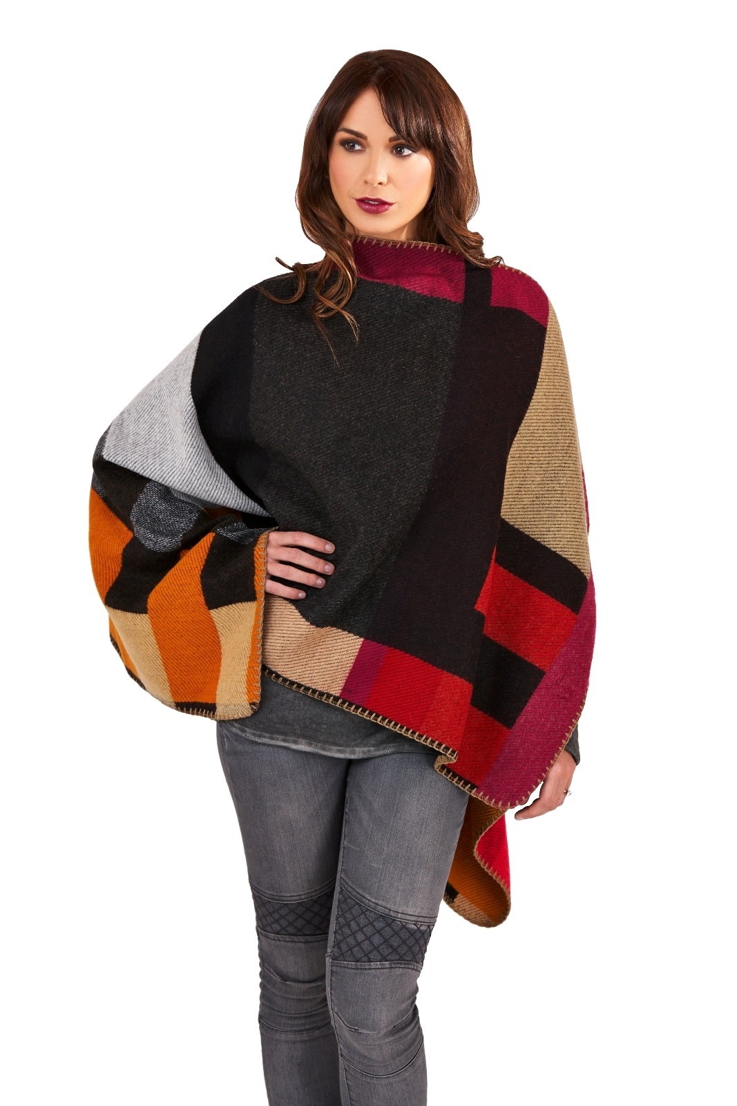Womens Warm Winter Poncho Wrap Knitted Shawl Throw Cape Scarf Ladies